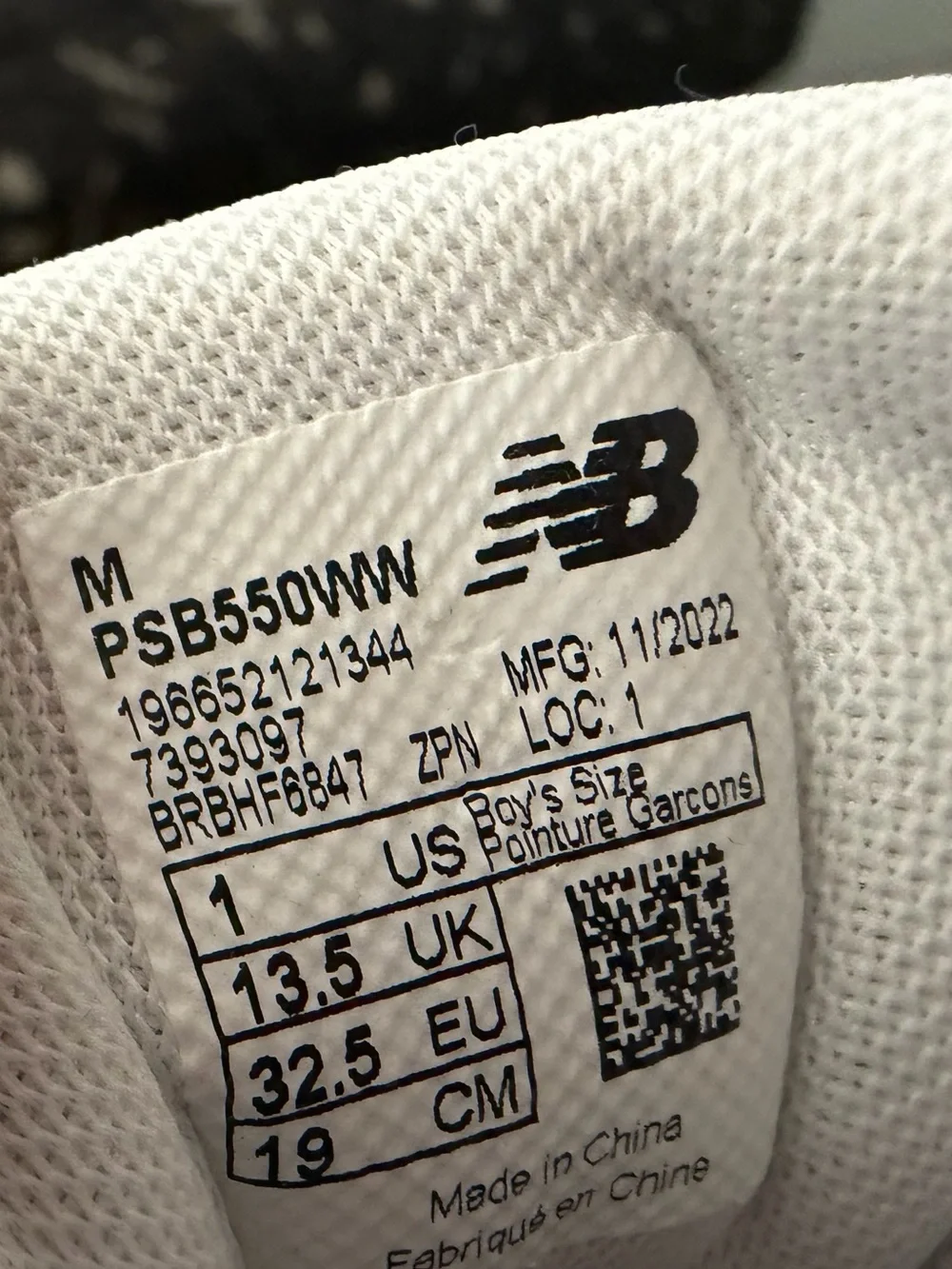 New Balance 550 Kids All-White Lace-Up Sneakers new never worn